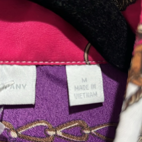 New‎ York & Company NY&C Blouse Shirt  Chain belt Belt Design purple White Sz M - Picture 4 of 10